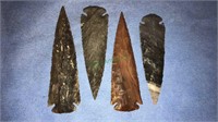 Four arrowheads a little over 4 inches long (715)