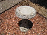 16" Diameter Cement Bird Bath Has Crack.