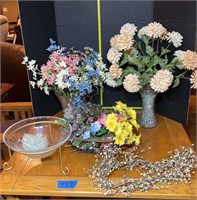 Artificial flowers, heavy glass vases, decor