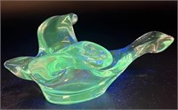 Vtg Glowy Glass Flying Goose Dish