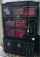 Black Lacquer Oriental Chest w/Display Areas