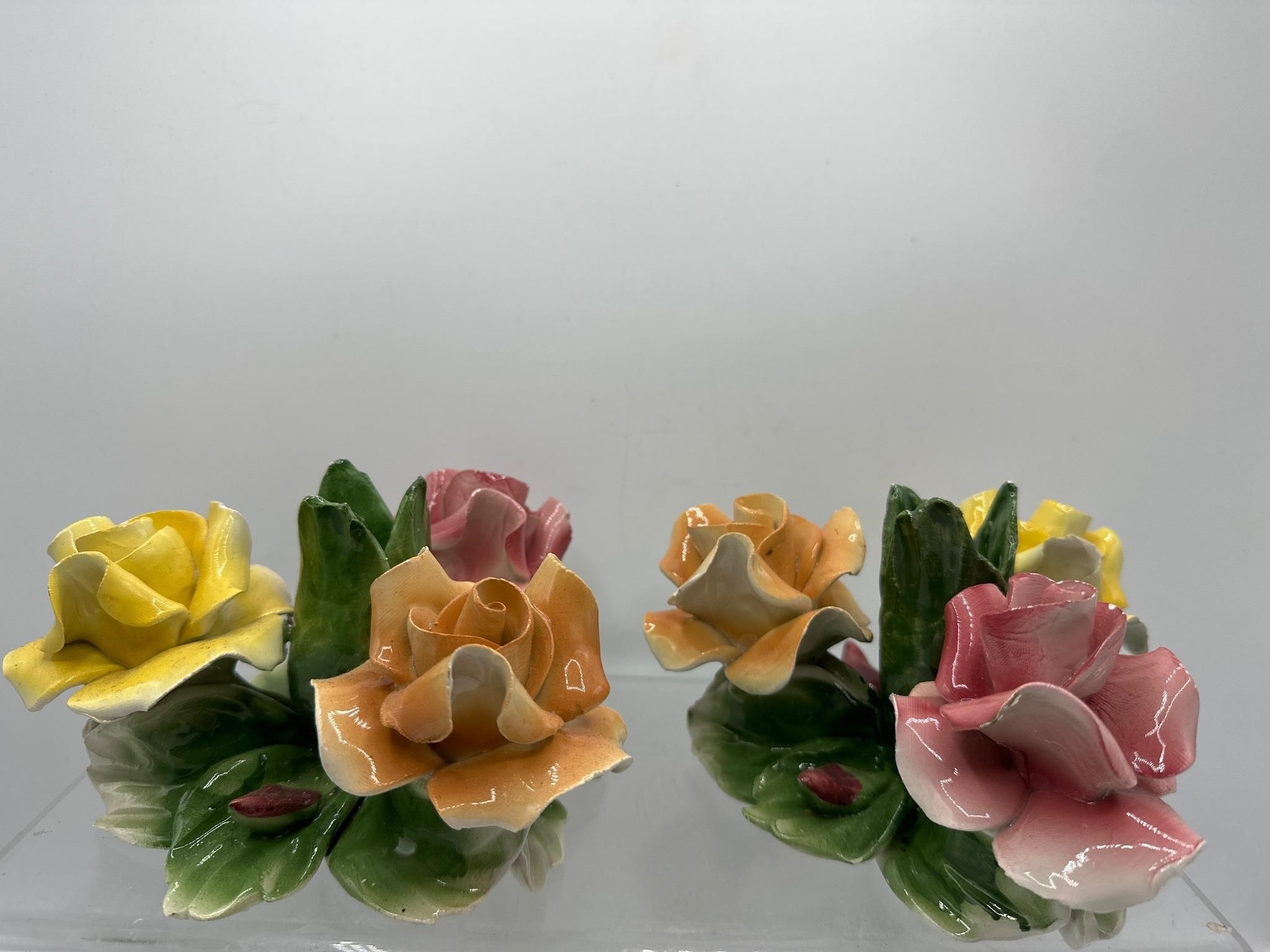 Capodimonte rose candle holders