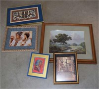 Four Framed Ancient Egyptian Style Art Prints and