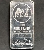 10 Troy Oz .999 Fine Silver Bar Silvertowne