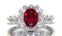 14kt Gold 1.24 ct 2 pc Ruby & Diamond Bridal Set