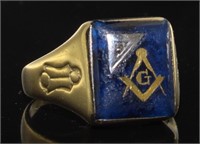 10kt Gold Men's Masonic Lodge Diamond Ring