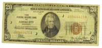 1929 Kansas City $20 National Currency Bank Note