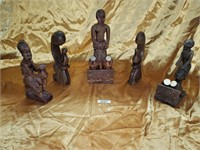 Assorted, West African wood carved figurines (5)