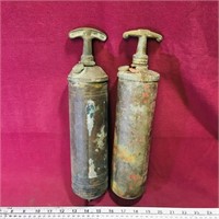 Pair Of Brass Fire Extinguishers