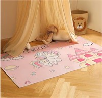 Unicorn Rug  Pink Rectangle Mat for Girls Room