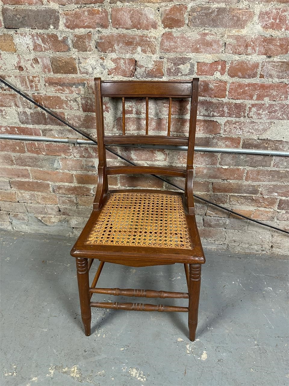 Antique Walnut Cane Bottom Chair