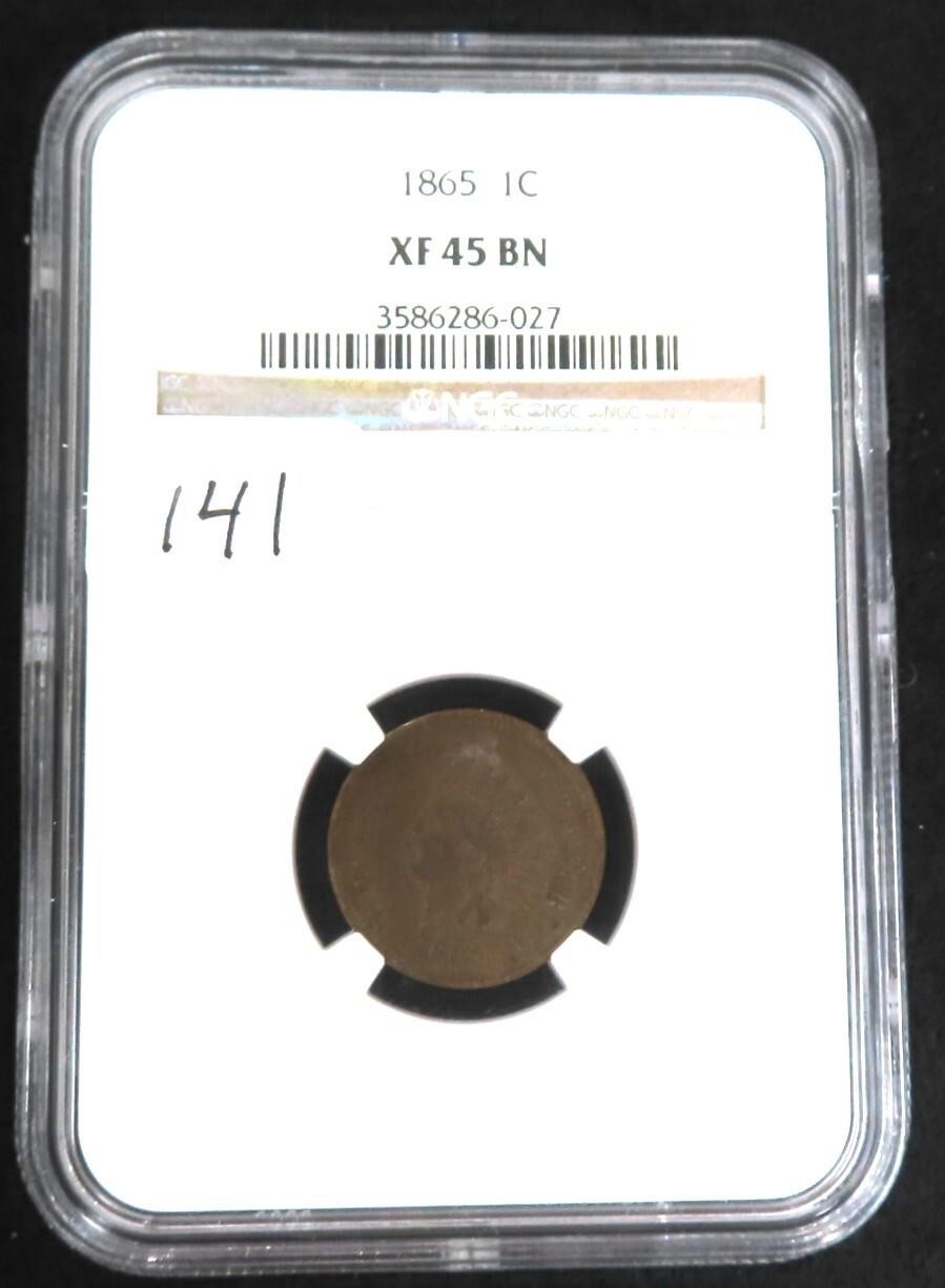 1865 Indian Head Cent,  NGC XF 45 BN