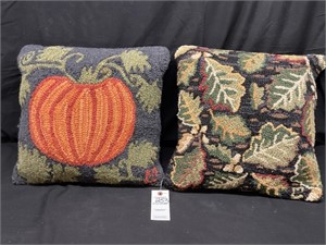 2- Wool/Velveteen Pillows, One Pumpkin