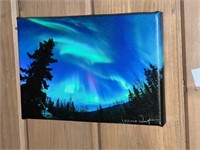 SIGNED NORTHERN LIGHTS PAINTING