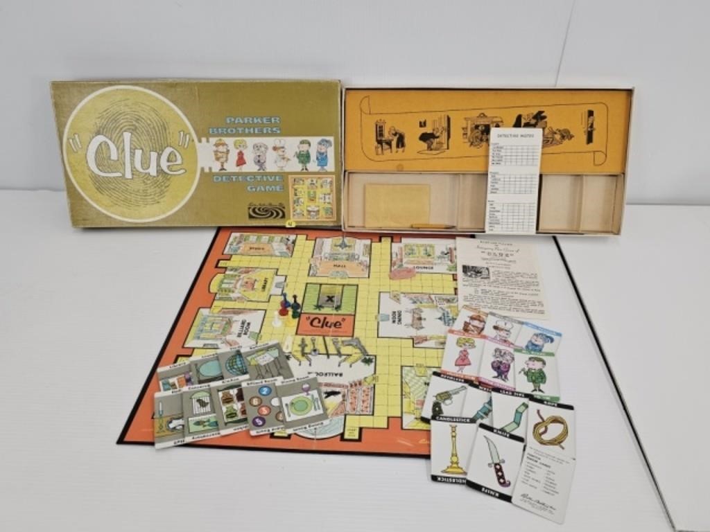 CLUE BOARD GAME- 1963 ORIGINAL EDITION-COMPLETE