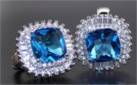 Cushion Cut 5.50 ct Sky Blue Topaz Earrings