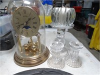 Bulova Domed Clock / Crystal Candle Sticks