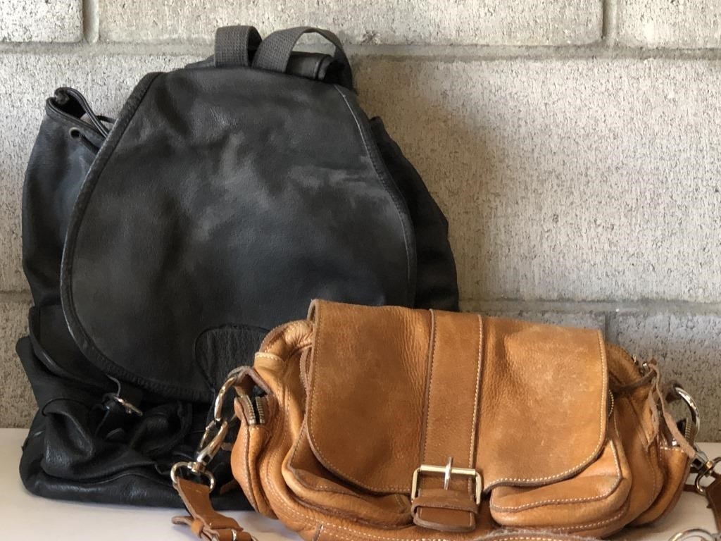 Leather Backpack and Purse