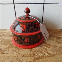Wood Bowl with Lid (Hand Painted)