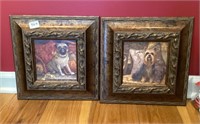 Cute Frame Dog Canvas Pictures of pug & yorkie