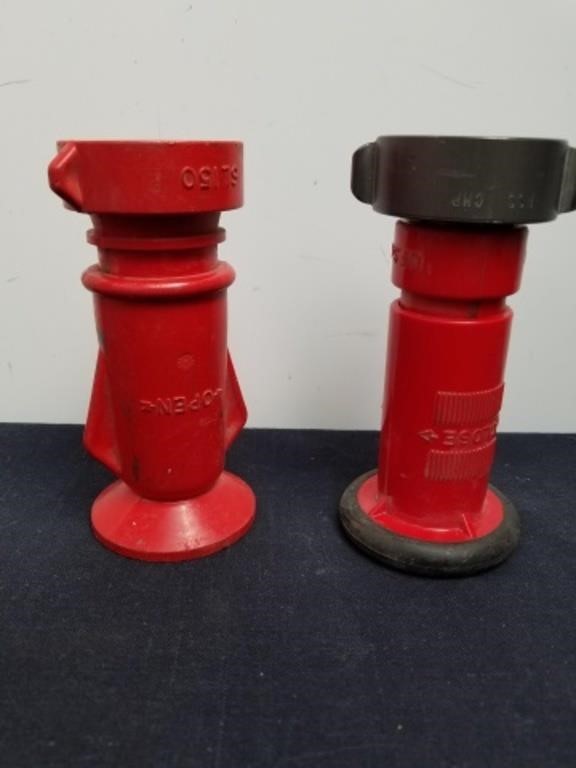Two fire hose nozzles