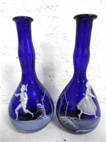 Lot of 2 Mary Gregory Style Barber Bottles
