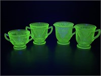 Vintage Vaseline Glass Creamer & Sugars