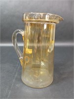 Vintage Iridescent Amber Glass Paneled Pitcher