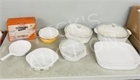 assorted Corning Ware & Glasbake dishes