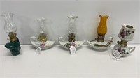 Vintage finger oil lamps, (3) Japanese Aladdin