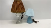 Vintage blue Victorian lady glass lamp and