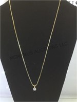 14k gold chain w/ clear gemstone