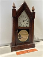 Timber Mantle Clock - Height 520mm 
Not Tested