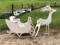 White Sleigh and 2 White Deer