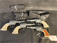 Lone Ranger Toy Cap Gun Set w Belt, Holsters, More