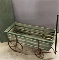 Old Green Wooden Wagon & Lid