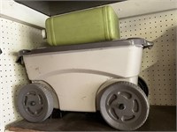 2 GALLON UTILITY CAN AND ROLLING WAGON/ CART