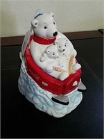 Coke Cookie Jar "Polar Bears Sledding"