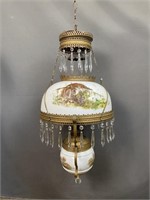 Antique Hanging Light with Windmill Scene