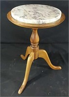 Beaucraft marble top maple table 22"h