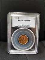 1945-D Graded Penny PCGS MS66RD