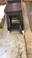 4 metal and wood stools  brown
