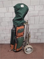 Wilson golf bag with clubs