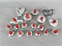18 Vintage Tin Cookie Cutters w/ red handles