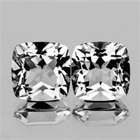 Natural Cushion Brazil White Topaz Pair {Flawless-