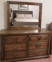 Vintage Dresser with Mirror. (32" tall x 56" wide