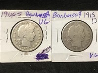 2 Silver Barber 50 Cents