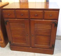 Louvered Door Wood Cabinet