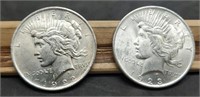 1922 & 1923 Peace Silver Dollars, AU