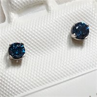 Certified 14K Blue Diamond(0.24Ct, I1-I2) Earrings